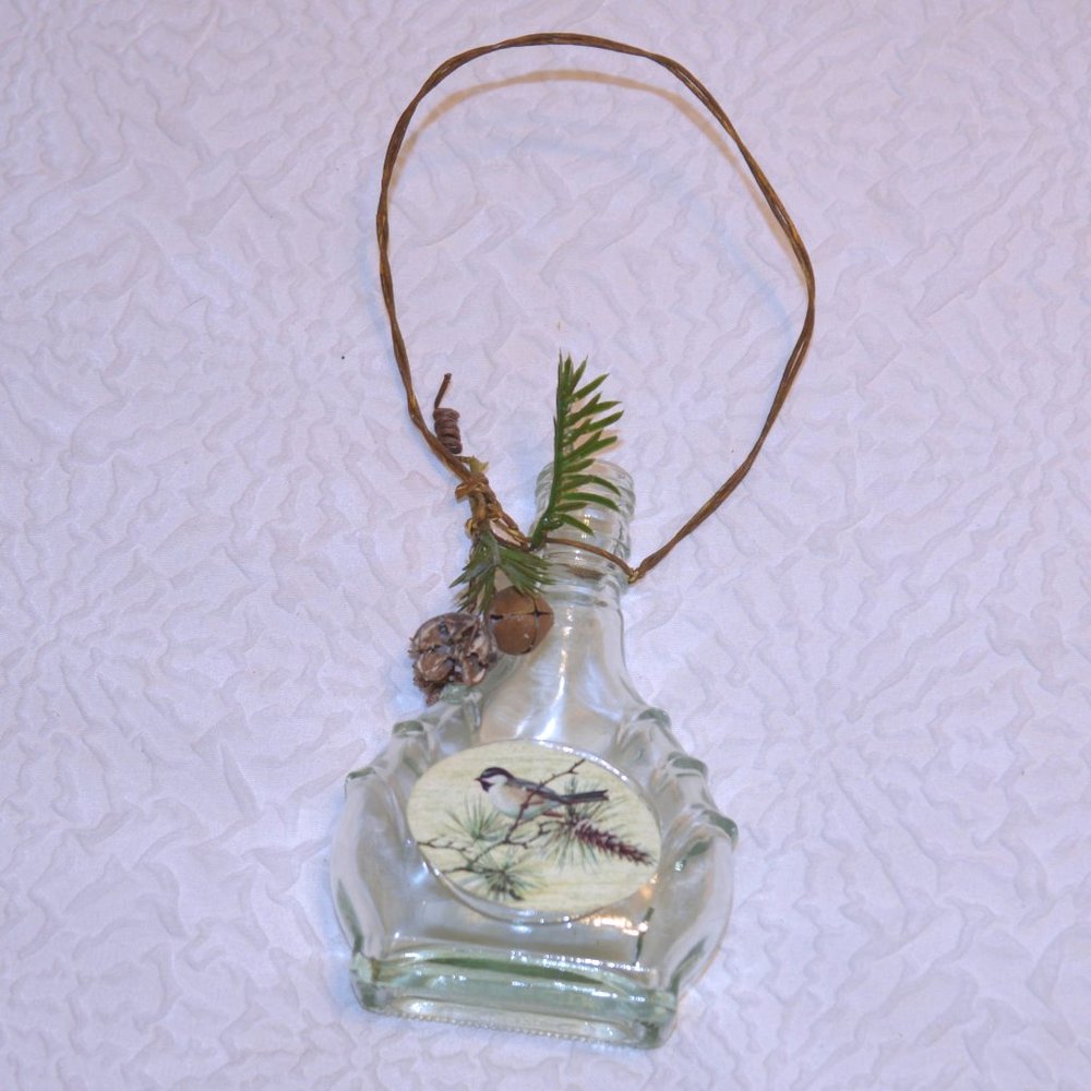 4/$20 Black Chickadee Glass Jar Holiday Christmas Decoration